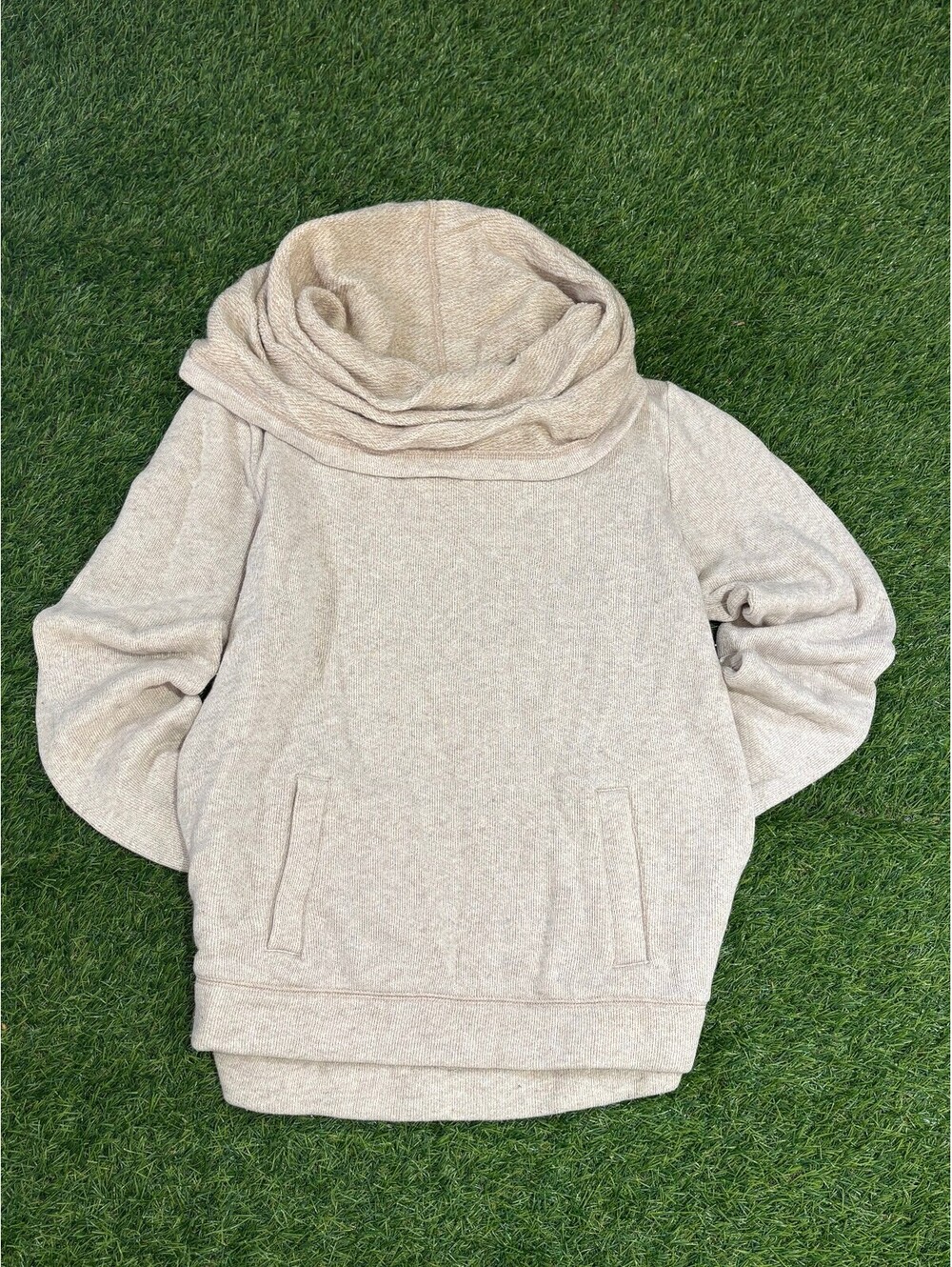 J.Crew Hoodie Cowl Neck Beige Cotton Blend Womens Size M